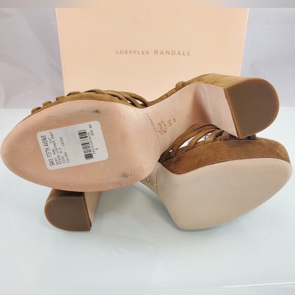 NWT$450 Loeffler Randall Rivka 120mm Suede Knot Platform Sandal Heels Sz 9.5 - Picture 11 of 16